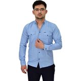 Erkek Spor Likralı Gömlek BGL-ST04343 - Mavi