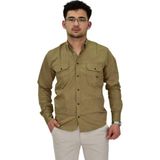 Erkek Spor Likralı Gömlek BGL-ST04343 - Vizon