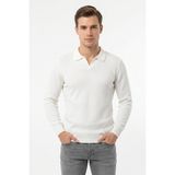 Erkek Spor Polo Yaka Mevsimlik Kazak BGL-ST05444 - Beyaz - 2XL
