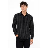 Erkek Spor Silim Fit Çizgili Yazlık Gömlek BGL-ST05380