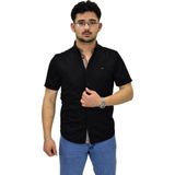 Erkek Spor Silim Fit Kısa Kol Gömlek BGL-ST04480 - Siyah