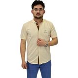 Erkek Spor Silim Fit Kısa Kol Gömlek BGL-ST04481 - Bej