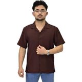 Erkek Spor Silim Fit Kısa Kol Gömlek G5031 BGL-ST04497 KAHVE 2XL