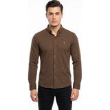 Erkek Spor Slim Fitt Uzun Kol Gömlek BGL-ST05439 - Kahve - 2XL