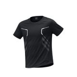 Erkek Spor Tişört Antreman Gym Polyester Erkek Sporcu t-Shirt Şeritli-Tişört - 2XL - Siyah