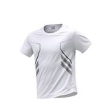 Erkek Spor Tişört Antreman Gym Polyester Erkek Sporcu T-shirt ŞERİTLİ-TİŞÖRT Beyaz