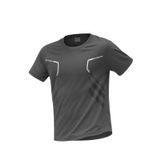 Erkek Spor Tişört Antreman Gym Polyester Erkek Sporcu T-shirt ŞERİTLİ-TİŞÖRT (Füme, L)