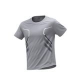 Erkek Spor Tişört Antreman Gym Polyester Erkek Sporcu T-shirt ŞERİTLİ-TİŞÖRT (Gri, S)