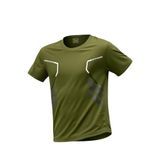 Erkek Spor Tişört Antreman Gym Polyester Erkek Sporcu T-shirt ŞERİTLİ-TİŞÖRT (Haki, S)