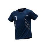 Erkek Spor Tişört Antreman Gym Polyester Erkek Sporcu T-shirt ŞERİTLİ-TİŞÖRT (Lacivert, M)
