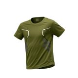 Erkek Spor Tişört Antreman Gym Polyester Erkek Sporcu t-Shirt Şeritli-Tişört - XL - Haki