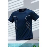 Erkek Spor Tişört Antreman Gym Polyester Erkek Sporcu T-shirt ŞERİTLİ-TİŞÖRT