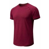 Erkek Spor Tişört Fitness Antrenman Tişörtü Oval Kesim Likralı Süprem Reglan Kol OVAL-T22 (Bordo, M)