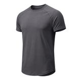 Erkek Spor Tişört Fitness Antrenman Tişörtü Oval Kesim Likralı Süprem Reglan Kol OVAL-T22 (Füme, S)