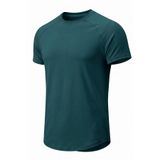 Erkek Spor Tişört Fitness Antrenman Tişörtü Oval Kesim Likralı Süprem Reglan Kol OVAL-T22 (Nefti, S)