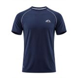 Erkek Spor Tişört Hızlı Kuruyan Esnek Regular Fit Reglan Biyeli Activewear (LACİVERT, L)
