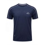 Erkek Spor Tişört Hızlı Kuruyan Esnek Regular Fit Trim Detaylı Activewear (LACİVERT, L)