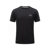 Erkek Spor Tişört Hızlı Kuruyan Esnek Regular Fit Trim Detaylı Activewear (Siyah, M)