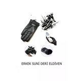 Erkek Standart Beden Suni Deri Eldiven Dokunmatik Ekran Uyumlu
