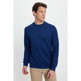 Erkek Standart Fit Normal Kesim Uzun Kollu Ekstra Soft Modal Kumaş Bisiklet Yaka Açık Lacivert Sweatshirt