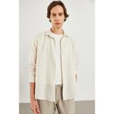 Erkek Steven Regular Fit Bej Çizgili Oxford Gömlek - 2XL