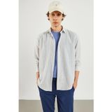 Erkek Steven Regular Fit Çizgili Oxford Gömlek%100 Pamuk - Mavi Çizgili MAVİ ÇİZGİLİ