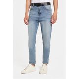 Erkek Straight Fit Bol Kesim Denim Yıkamalı Efektli Esnek Açık Mavi Jean Kot Pantolon