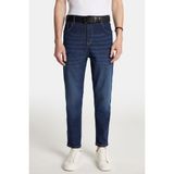Erkek Straight Fit Bol Kesim Denim Yıkamalı Efektli Esnek Lacivert Jean Kot Pantolon