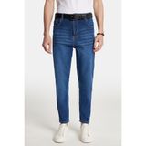 Erkek Straight Fit Bol Kesim Denim Yıkamalı Efektli Esnek Mavi Jean Kot Pantolon