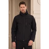 Erkek Su Geçirmez Rüzgar Geçirmez Softshell Çıkarılabilir Kapüşonlu Şişme Mont - Siyah’ - XL
