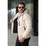 Erkek Su ve Rüzgar Geçirmez Şişme Mont - Bej - L