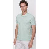Erkek Su Yeşili Basic Düz %100 Pamuk Slim Fit Dar Kesim Kısa Kollu Polo Yaka Tişört