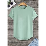 Erkek Su Yeşili Bisiklet Yaka Oval Etek Salaş %100 Pamuk Basic T-Shirt