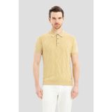 Erkek Su Yeşili Dar Kesim Slim Fit %100 Pamuk Desenli Triko Polo Yaka Tişört