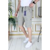 Erkek Su Yeşili Likralı Gabardin Şort Kargo Cepli Pamuklu Beli Lastikli Bağcıklı Basic Şort - 30