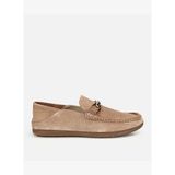 Erkek Süet Deri Bej Toka Detaylı Comfort Loafer Ayakkabı 02AYH319690A340