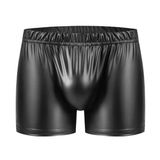 Erkek Suni Deri Boxer Şort, Siyah, Beli Lastikli, Dar Paça, Spor, Fitness, Gösteri için Uygun (Erkek Deri Boxer Siyah Renk, 6XL)