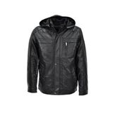 Erkek Suni Deri Kapüşonlu Spor Mont M1212 BGL-ST04017 SİYAH XL