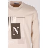 Erkek Sweatshirt Bej Relaxed Fit Double Face N Aplike Sargı Nakış Logo Detaylı Crewneck NCS JEANS 1649 BEJ M