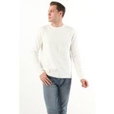 Erkek Sweatshirt Bisiklet Yaka Beyaz
