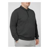 Erkek Sweatshirt Kazak Polo Yaka Düğmeli Selanik Dokuma Battal Boy Büyük Beden Antrasit