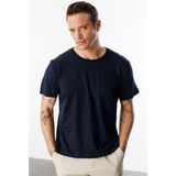 Erkek T-Shirt Pamuk Regular Fit Standart Kesim Bisiklet Yaka Basic Tişört Basıc-T-Shırt1 - Bulunmuyor - Lacivert