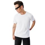 Erkek T-shirt%100 Pamuk Regular Fit Standart Kesim Bisiklet Yaka Basic Tişört BASIC-T-SHIRT1 Beyaz 2XL