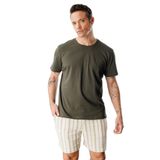 Erkek T-shirt%100 Pamuk Regular Fit Standart Kesim Bisiklet Yaka Basic Tişört BASIC-T-SHIRT1 Haki L
