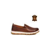 Erkek Taba Hakiki Deri Rahat Tabanlı Şık Makosen Casual Ayakkabı Loafer 6574 M