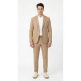 Erkek Takım Elbise - Jogger Pantolonlu Pike Kumaş - Slim Fit Torba Cepli Spor Şık Modern Kombin (Bej, 64)