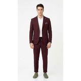 Erkek Takım Elbise - Jogger Pantolonlu Pike Kumaş - Slim Fit Torba Cepli Spor Şık Modern Kombin (Bordo, 64)