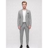 Erkek Takım Elbise - Jogger Pantolonlu Pike Kumaş - Slim Fit Torba Cepli Spor Şık Modern Kombin (Gri, 62)