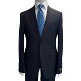 Erkek Takım Elbise, Siyah, Slim Fit, 2 Düğmeli Ceket ve Pantolon, 48 Beden