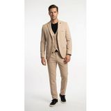 Erkek Takım Elbise - Slim Fit Armürlü Kumaş Tek Düğmeli Çift Yırtmaçlı Klasik Yaka Modern Kesim (Bej, 56)